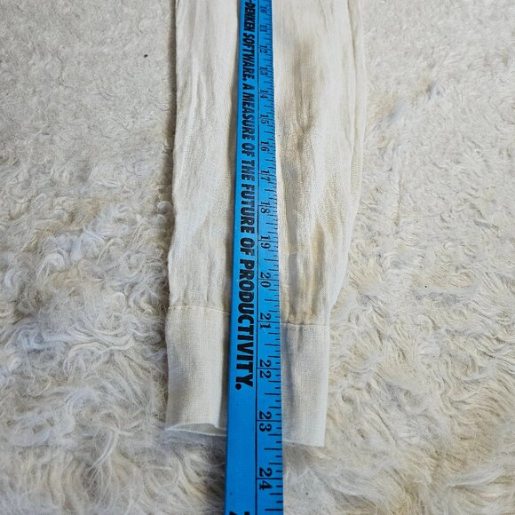 Focus Woman 100% Linen Cream Button Up Boyfriend Shirt Size M - Picture 6 of 10